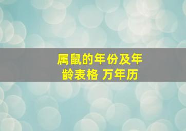 属鼠的年份及年龄表格 万年历